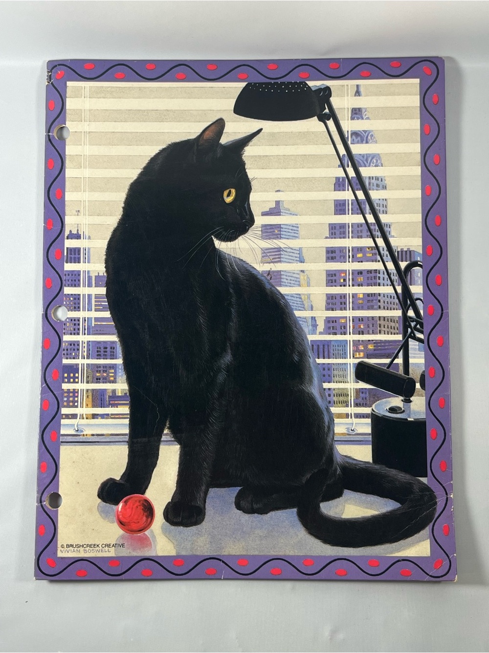 Vintage Mead Sophisticats Black Cat 3-hole Punch Pocket Folder By Vivian Boswell